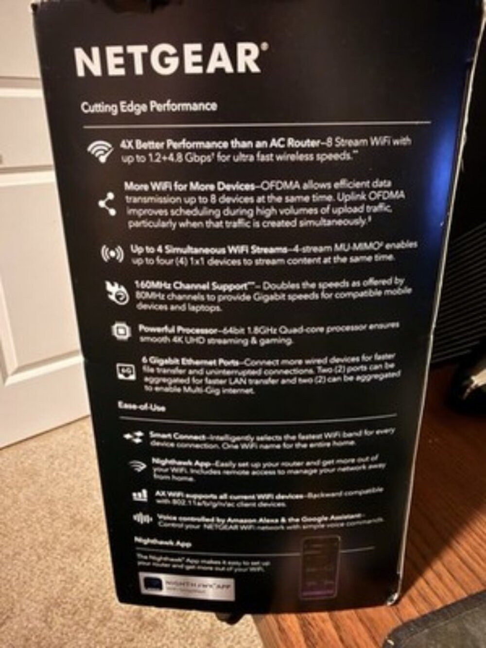 NETGEAR Nighthawk AX8 Dual-Band 8-Stream Wi-Fi 6 Router AX6000 - Picture 3 of 4